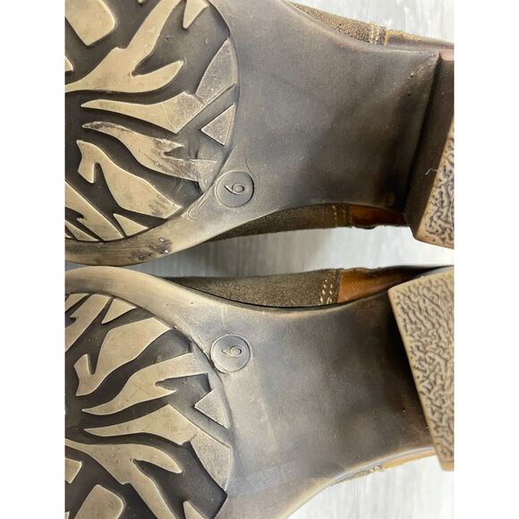 Roan Lina Women's Bootie Ankle Biker Boot Side Zip Heeled Suede Leather 6 Brown - Picture 8 of 11